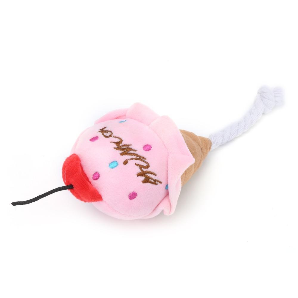 Food Shape Squeaky Pet Toy Dual Color Cat Play Toy Cute Design Ice Cream Toy For Cat