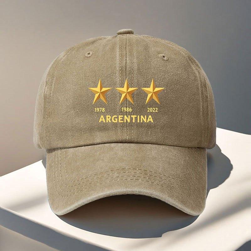 Mens Vintage Argentina Football Baseball Cap Lightweight Adjustable Curved Brim Snapback with Argentina Embroidery and