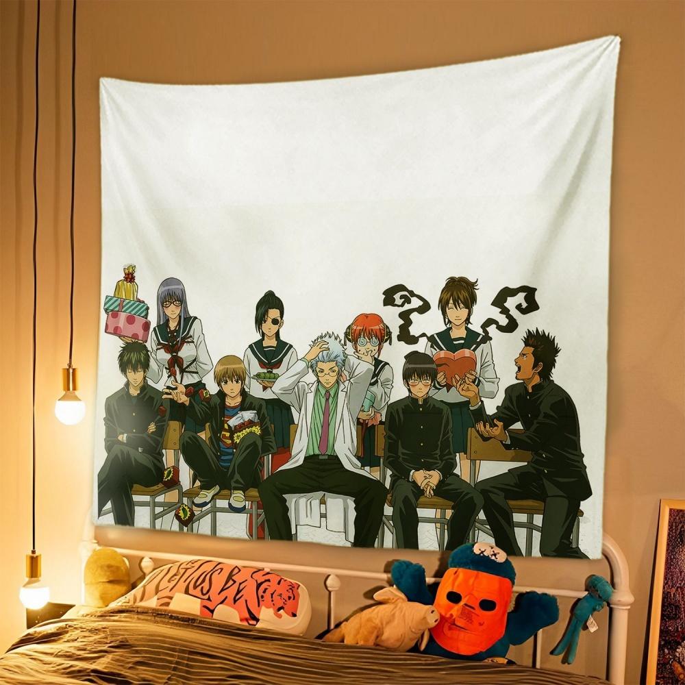 1pc Japanese Anime Tapestry GINTAMA Background Cloth Student Dormitory Bedside Bedroom Decoration Hanging Rental House  Tapestry