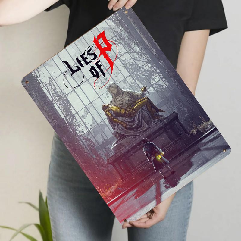 Постер игры Lies of P Металлическая жестяная табличка Готическая статуя Произведение искусства для декора дома Коллекционный предмет
