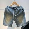 2023 Men's Retro Denim Shorts: Trendy, Casual, Straight-Fit, All-Match, Loose Summer Pants