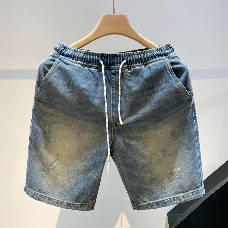 2023 Men's Retro Denim Shorts: Trendy, Casual, Straight-Fit, All-Match, Loose Summer Pants