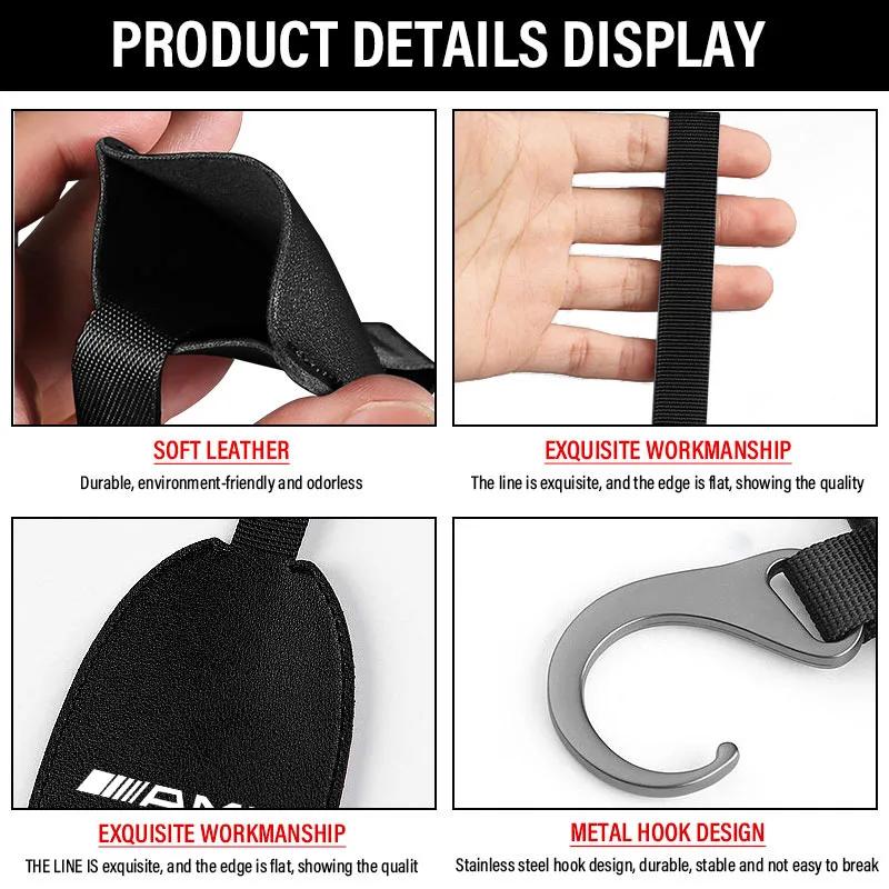AABIG1 1/2pcs Leather Car Seat Back Hooks Portable Hanging Bag Rack Stickers For Mercedes Benz AMG W204 W213 W205 W211 W212 W176