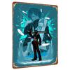 Custom Anime Character Metal Wall Art Decor with Sword and Feather Design for Home Office Room Decoration