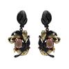 Elegant Necklace for Women Earrings Leaf Winding Flower Earrings Transparent Crystal Jewelry Luxury Black Gold Jewelry