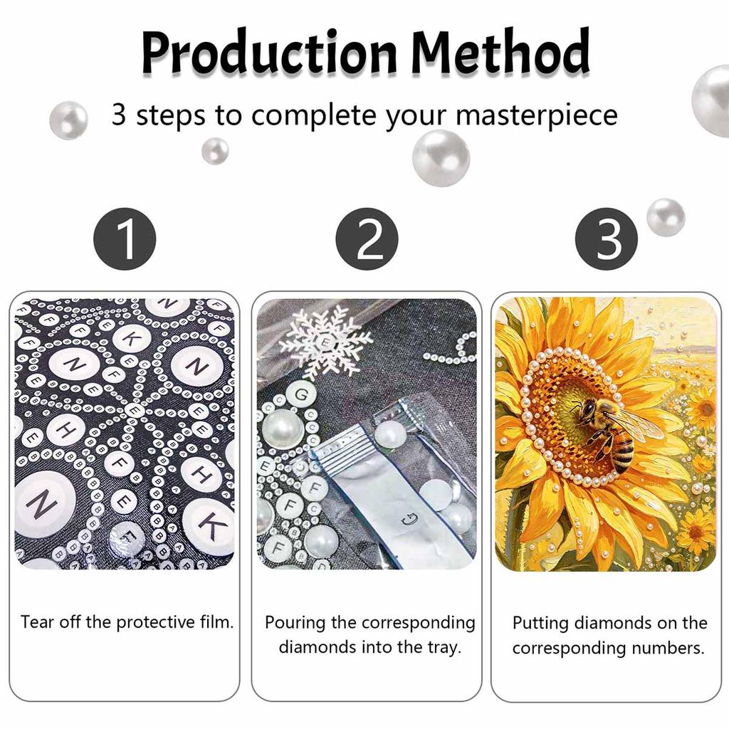 Pearl painting kit sunflower and bee DIY handmade home decoration painting