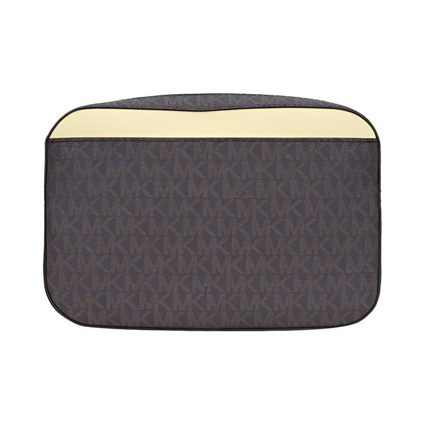Michael Kors MK Jet Set Сумка на плечо с монограммой, цепочкой, ПВХ и кожей, Женская сумка на плечо, Желтый, Орехово-коричневый, 35S1GTTC9B-BUTTE