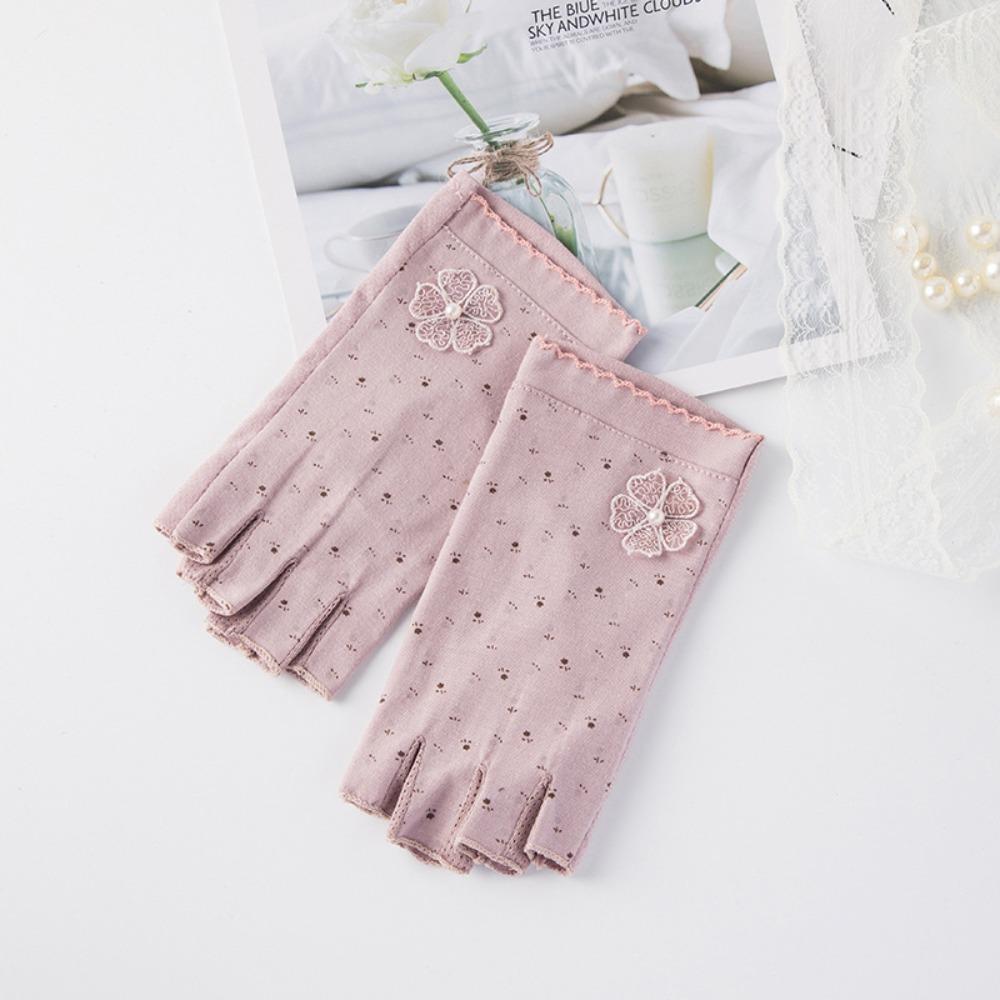 Anti-slip Women Half-finger Gloves Cotton Sunscreen Gloves Fashion Cycling Gloves for Cycling