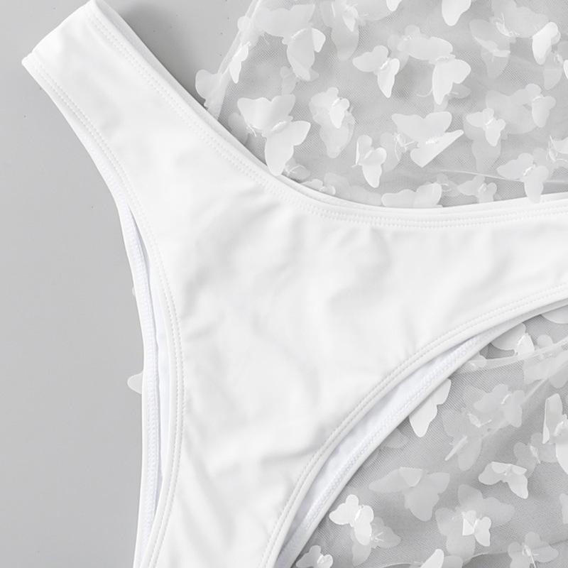 1011 European and American new three-piece bikini solid color lace drawstring fashion beach swimsuit women
