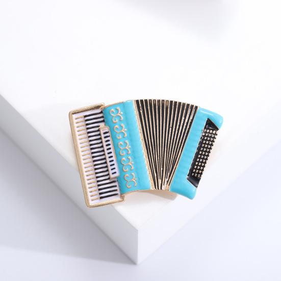 Accordion Brooch Drop Oil Musical Instrument Corsage Ladies Coat Suit Buckle