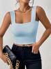 Square Neck Tank Top Wide Shoulder Straps Crop Tops Women Summer Camis Solid Color Camisole Fashion Tube Female Sleeveless Cropped Vest Y2K Clothes