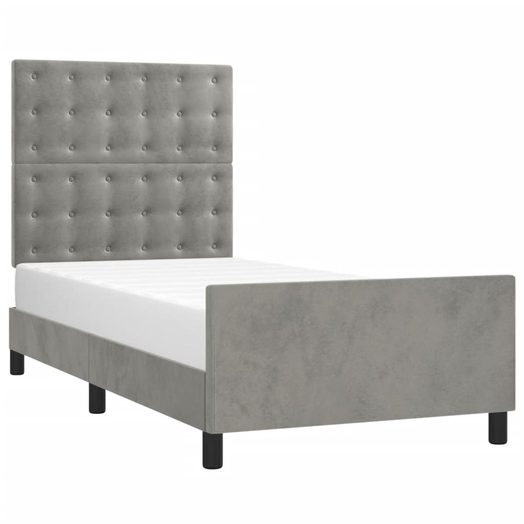 Bed Frame without Mattress Light Grey 90 x 190 cm Velvet