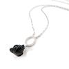 Les Trésors De Lily [J0854] - Silver Necklace 'Black Rose' Black Silver (rhodium Plated) - 25x10 Mm