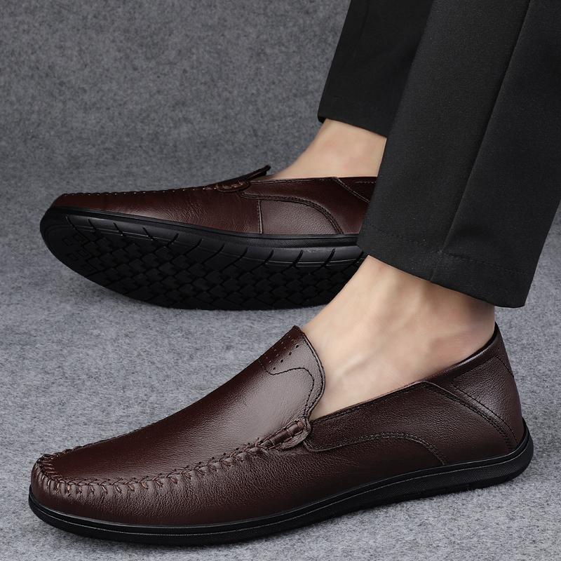 Модные брендовые мужские туфли-лоферы из воловьей кожи с верхним слоем, удобные, с мягкой подошвой, классические мужские туфли для отдыха на открытом воздухе, дышащие, нескользящие, для вождения