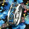 Fashion Colorful Music Note Treble Clef Ring Stainless Steel Rings for Men Women Wedding Jewelry For Music Lover Musician Gift