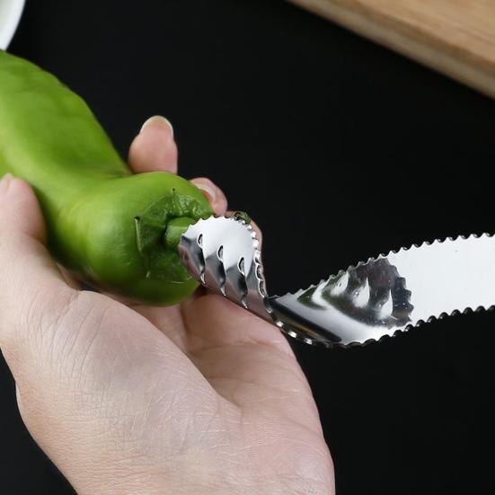 2 шт., средство для удаления сердцевины перца чили, острое лезвие из нержавеющей стали, легкое удаление семян, пищевой материал, кухонный инструмент