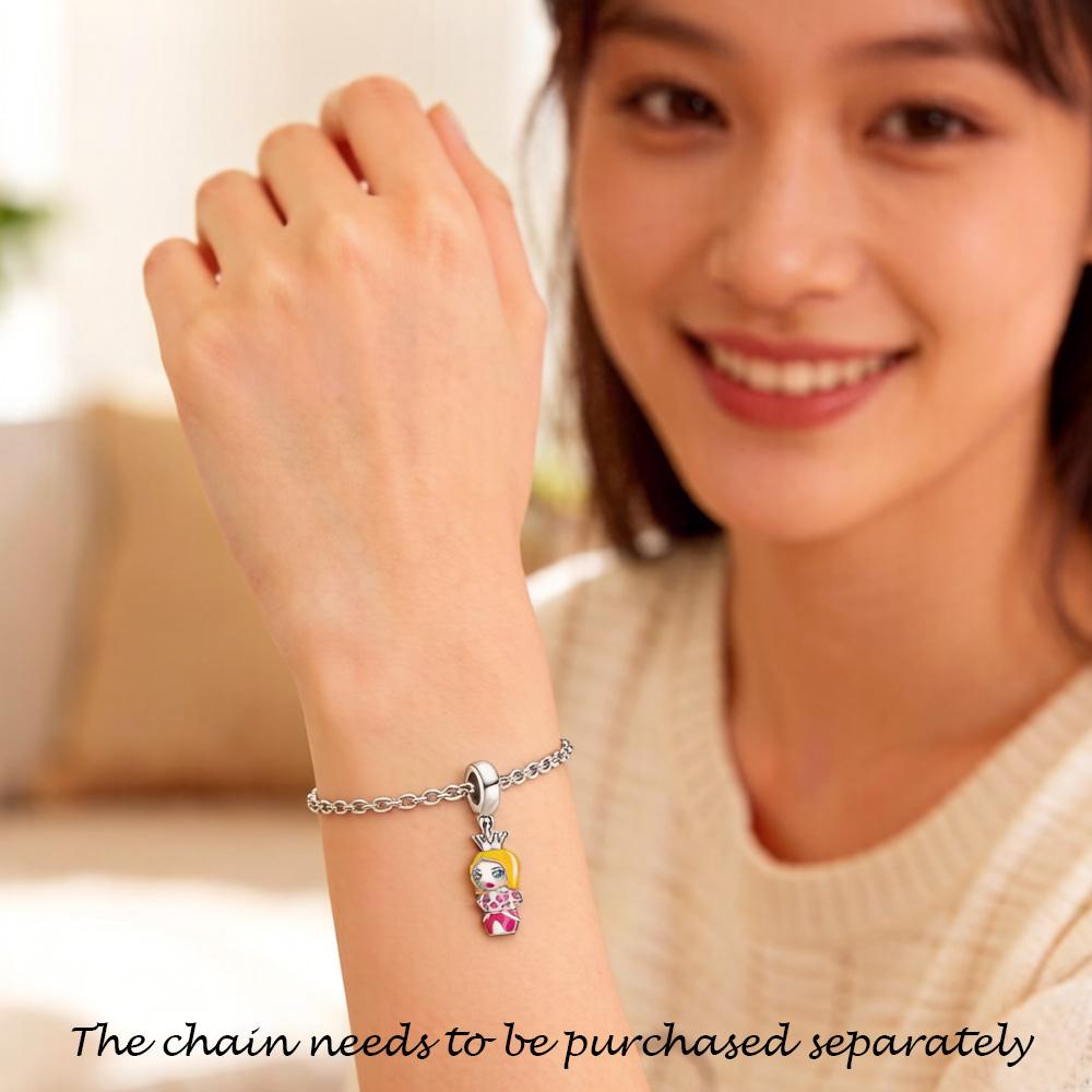 Princess Doll Dangle Charm Pendant 925 Silver Women Cute Fine Jewelry Gift