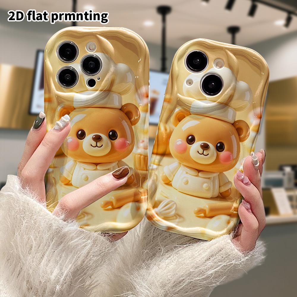 Phone Case: 2D flat design suitable for iPhone 18 17 16 15 14 13 Pro protective case, chef little bear, perfect Christmas and Halloween holiday gift