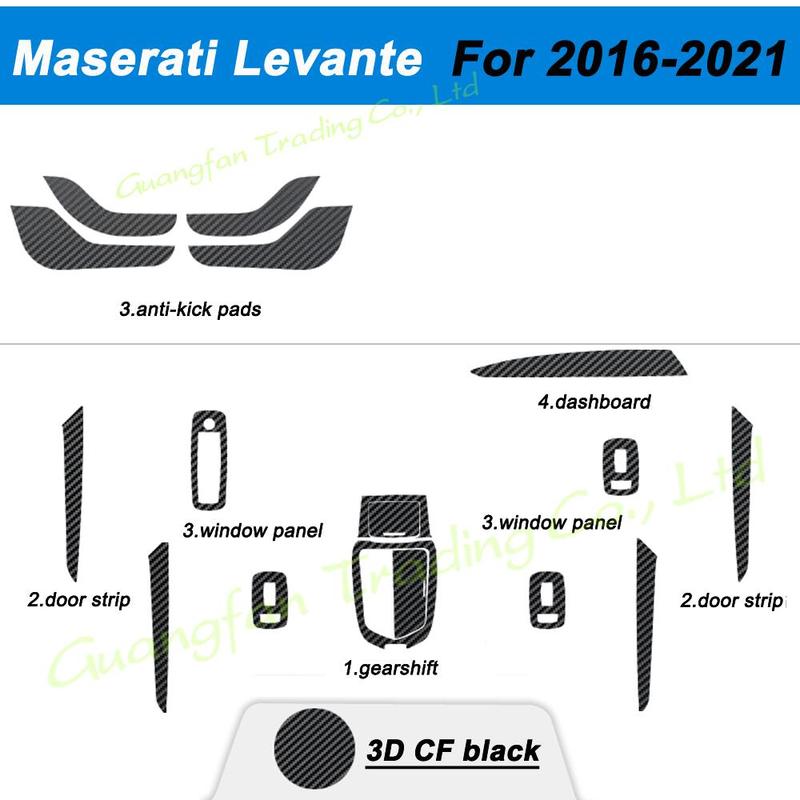 3D/5D Carbon Fiber Car Interior Cover Console Color Stickers Decals Products Parts Accessories For Maserati Levante 2016-