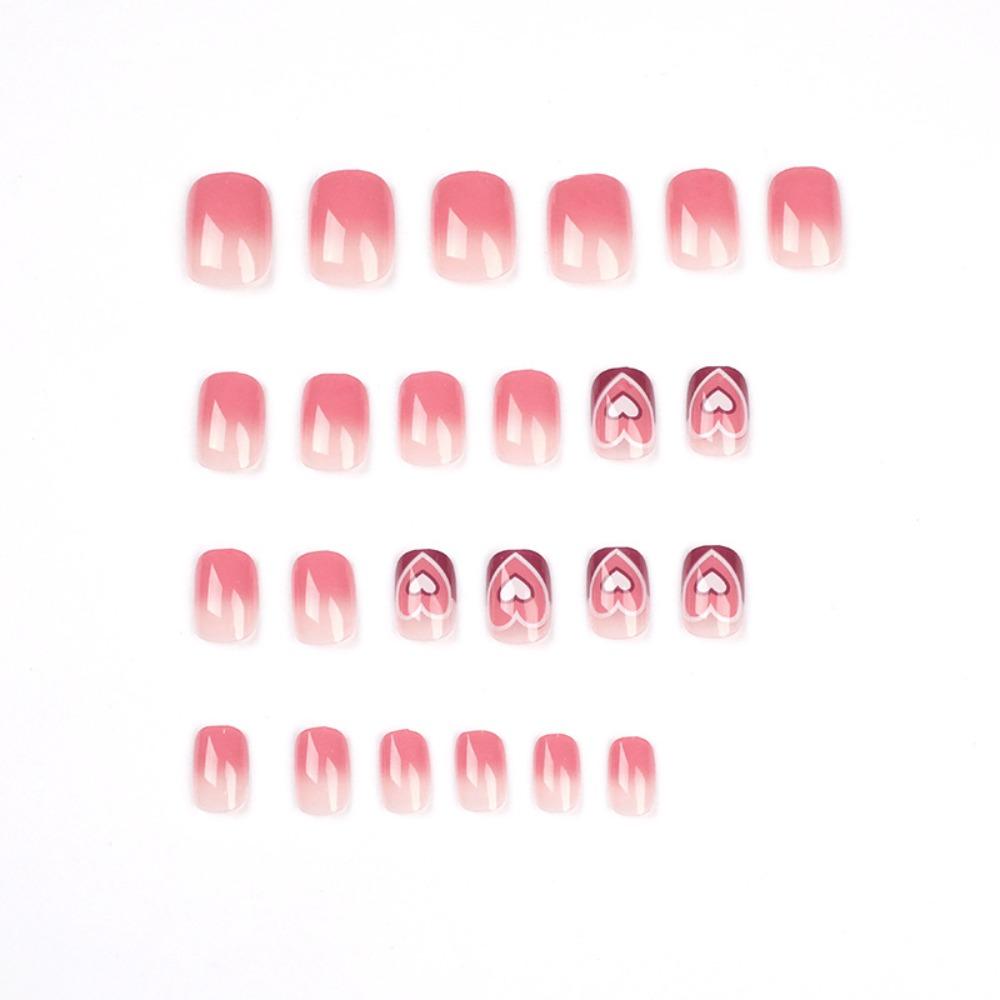 Любящее сердце, короткая квадратная головка, накладные ногти, полное покрытие, пресс, накладные ногти, женские накладные ногти