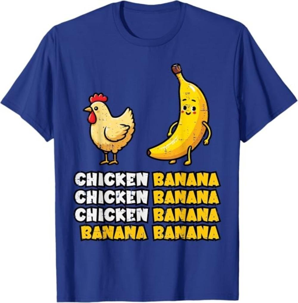 Funny Chicken Banana Dance Fruit Meme Men TShirt Unisex Adult Classic Oneck Printed Tshirt Streetwear Outdoors Shortsleev