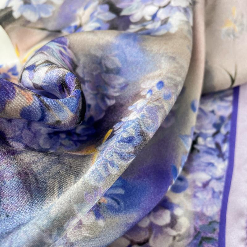 53 Plain Crepe Satin Silk Scarf Silk High-End National Style Printing 100% Mulberry Silk Silk Luxury Silk Square Scarf Women'S Scarf