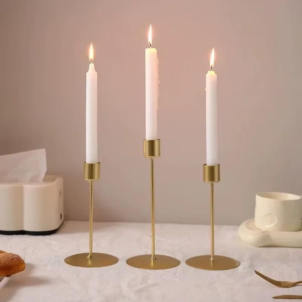 Stable Base Candlestick Golden Desk Candle Ornament Simple Candle Holders  Living Room Decor