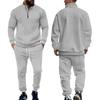 Autumn and winter men's clothing new American men's casual velvet warm zipper men's sports trousers set