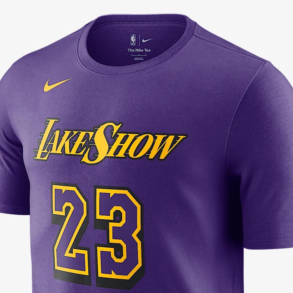 Nike X NBA Los Angeles Lakers FW24 Essential City Edition Пуловер с круглым вырезом и короткими рукавами Мужские футболки Дикий пурпурный HJ2763-507