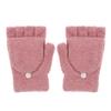 Dual-use Warm Winter Convertible Flip Top Half Finger Gloves Knitting Mittens Coral Velvet  Gloves