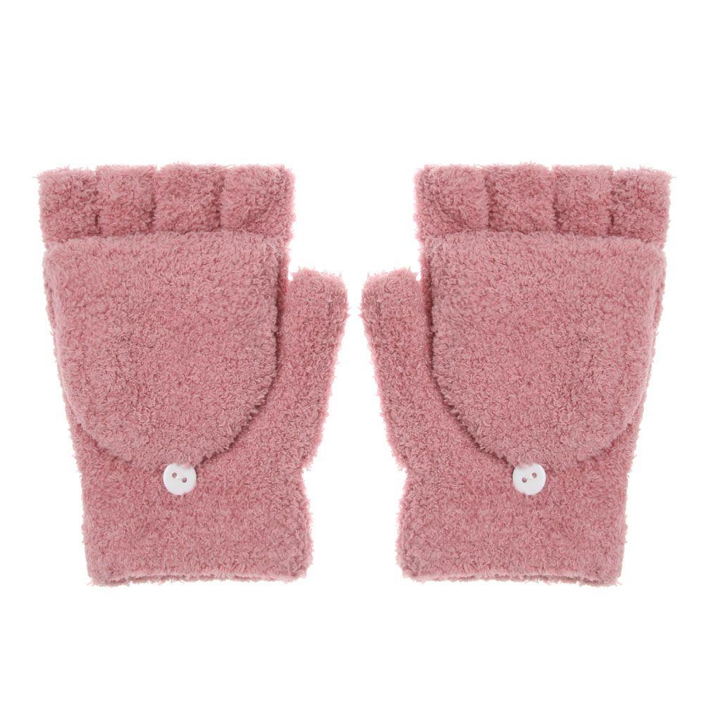 Dual-use Warm Winter Convertible Flip Top Half Finger Gloves Knitting Mittens Coral Velvet Gloves