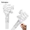 Golden White Lion Head with Mustache Fashion Walking Stick Decorative Cospaly Vintage Fashionable Walking Cane Crosier 94cm