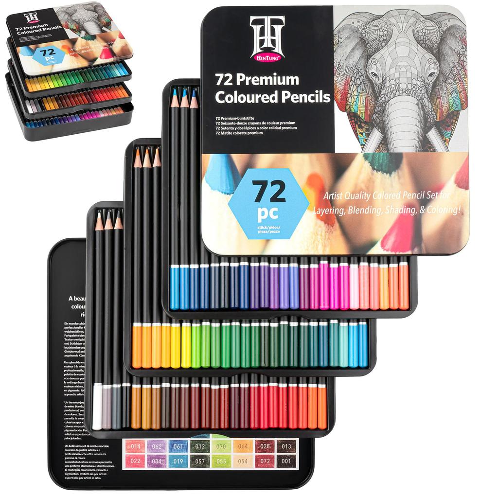 72 Professional Wooden Colored Pencils For Drawing And Coloring In Metal Etui