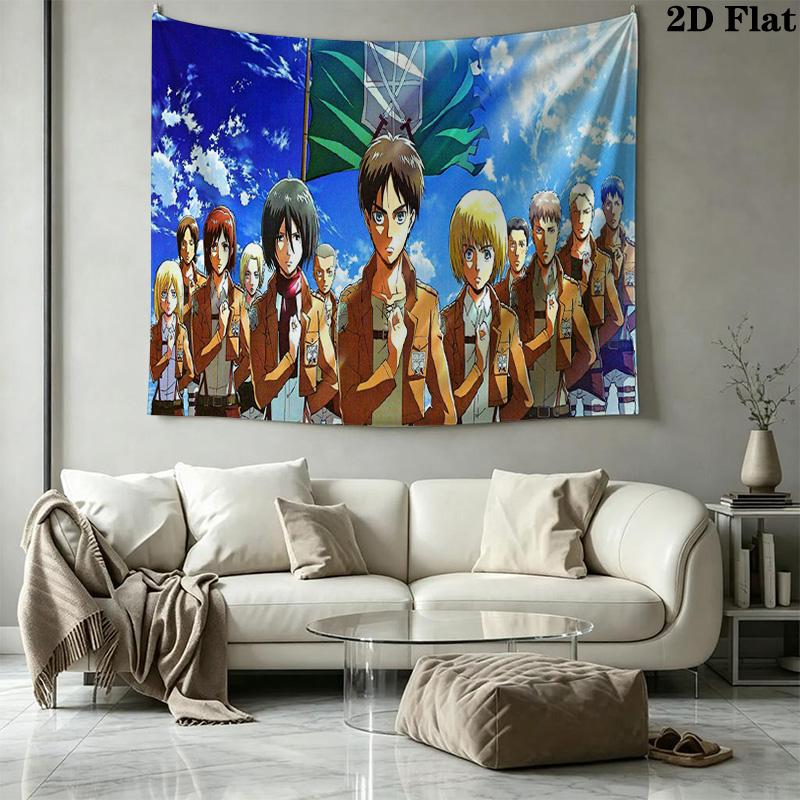 Anime Titan Attack Wall Tapestry Aesthetic Wall Hanging Printed Fabric Blanket Decorative Tapestries for Bedroom Living Room Home Decor
