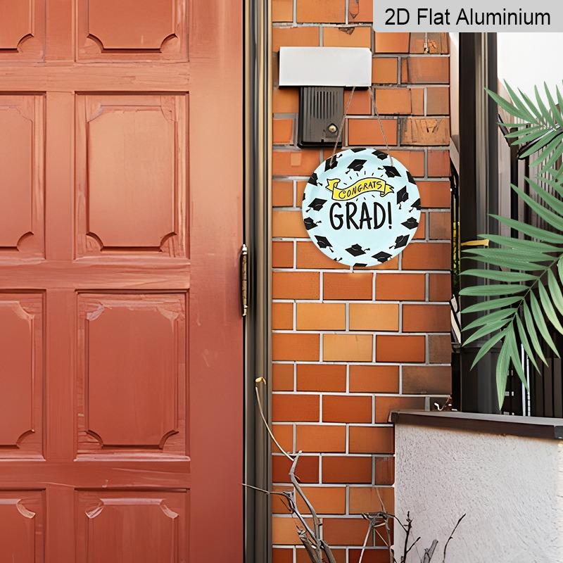 2D Flat Aluminum Graduation-themed Wall Hanging, Available in Multiple Sizes, Features A Light Blue Hand-painted Graduation Cap Design, Making It A