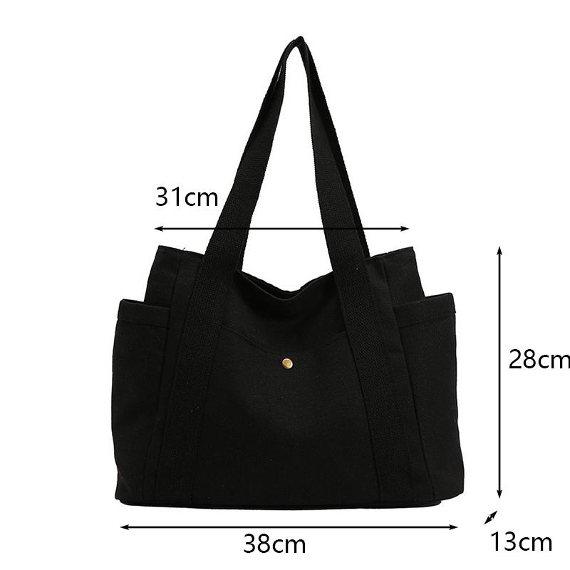 Yogodlns Minimalist Female Student Large Capacity Commuting Tote Bag Canvas Shoulder Bag For Women Portable Handbags