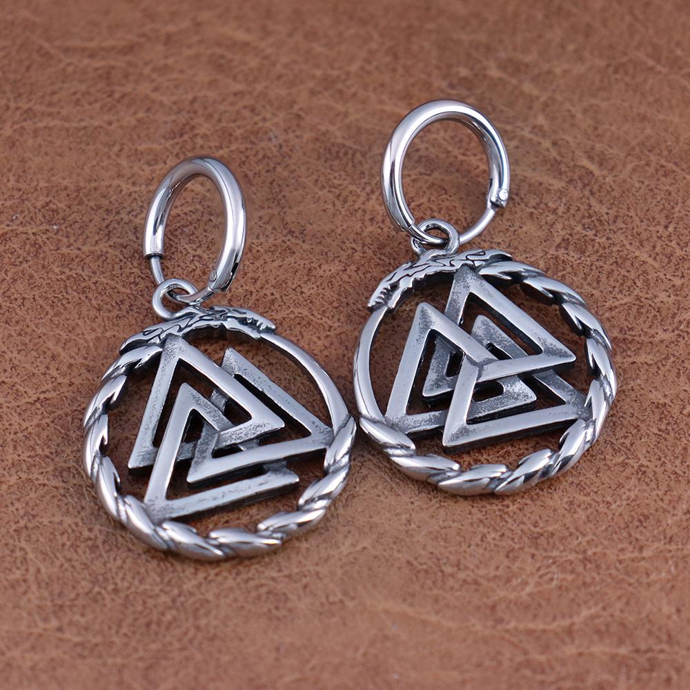 Fashion Nordic Viking Valknut Drop Earring for Women Stainless Steel Punk Rock Rapper Earring Creative Scandinavian Jewelry Gift