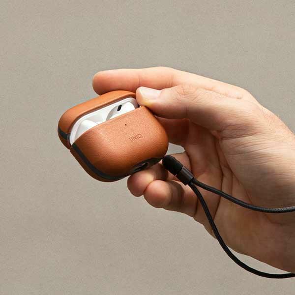 Etui do AirPods Pro 2 Uniq Genuine Leather Brązowy