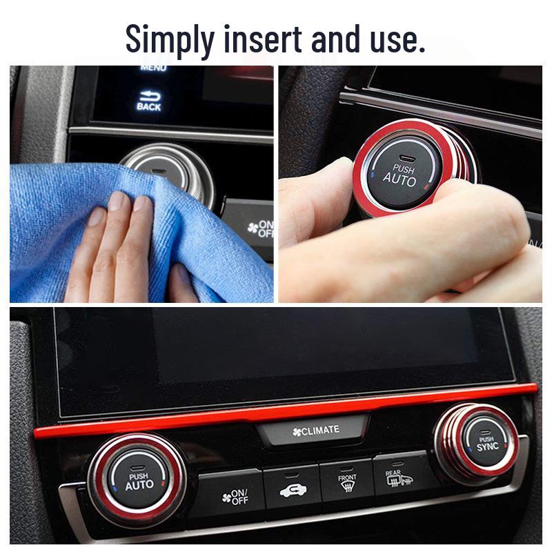 16-21 Gen Civic Interior Kit: AC Knobs, Aluminum Trim Rings, Center Console Decor