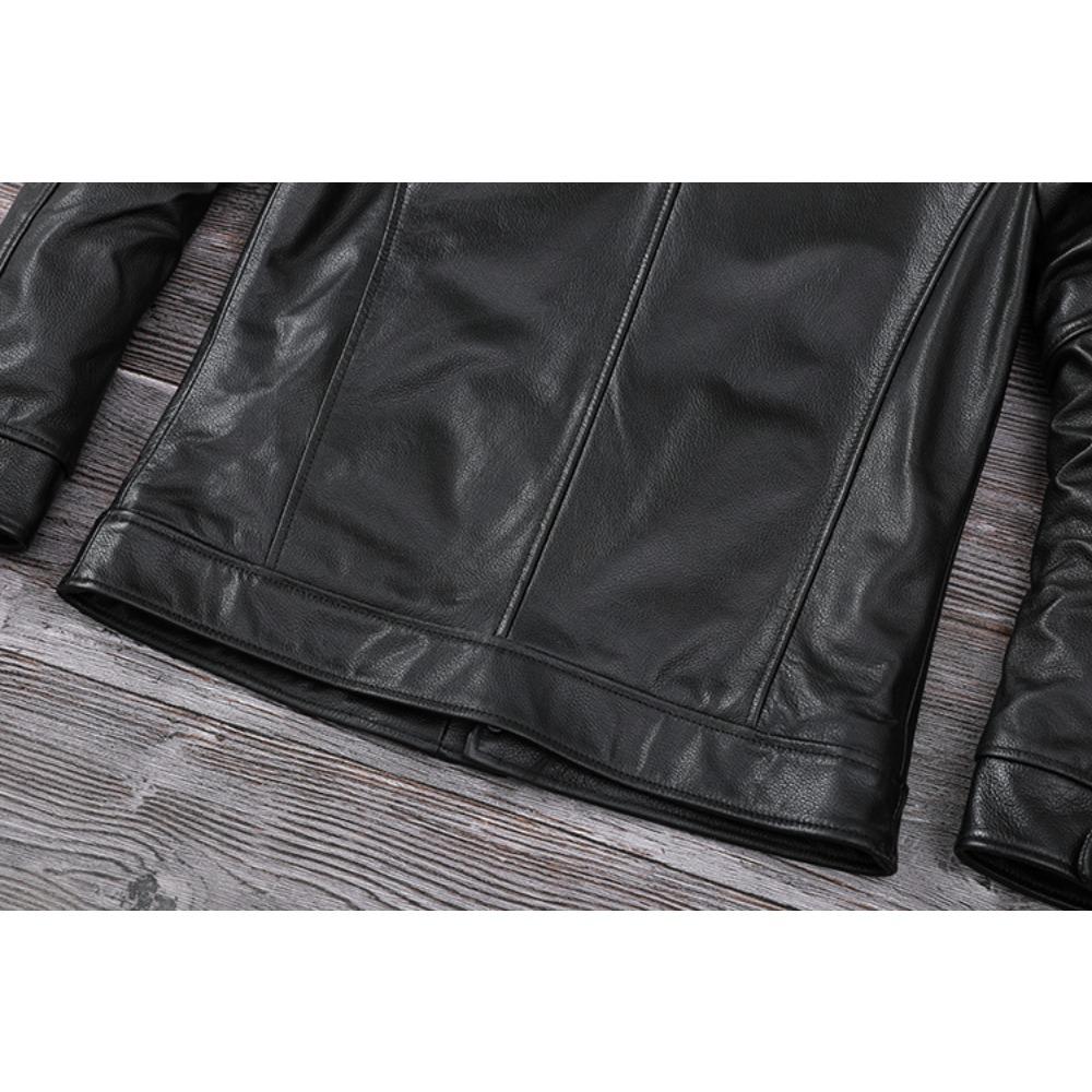 Китайский размер Мужская кожаная куртка Стиль Натуральная коровья кожа Пальто Мягкий приталенный крой Весна