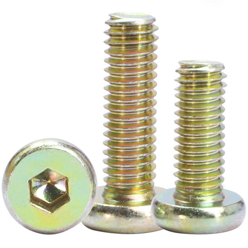 Болт с шестигранным углублением под ключ из цинка с железным покрытием и круглой головкой для мебели (М6/М8)
