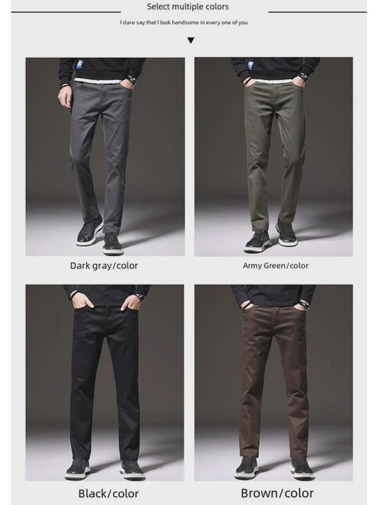2023 Весна и Осень Мужские Эластичные Повседневные Прямые Брюки - Средний Возраст