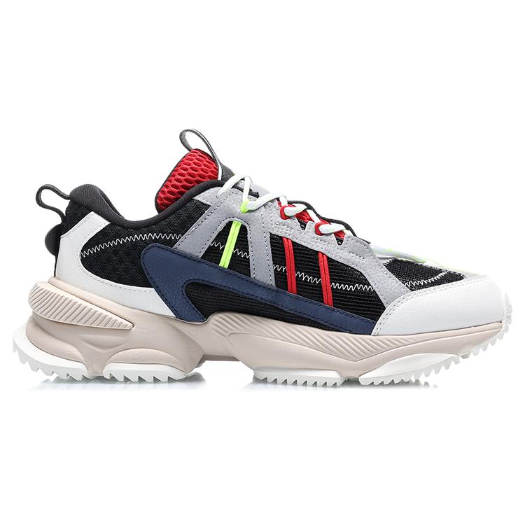 Li Ning M1 Тканевая Амортизация Скользкая Устойчивость к Истиранию Дышащие Низкие Спортивные Повседневные Кроссовки Мужские Черно-Белые AGCQ201-2