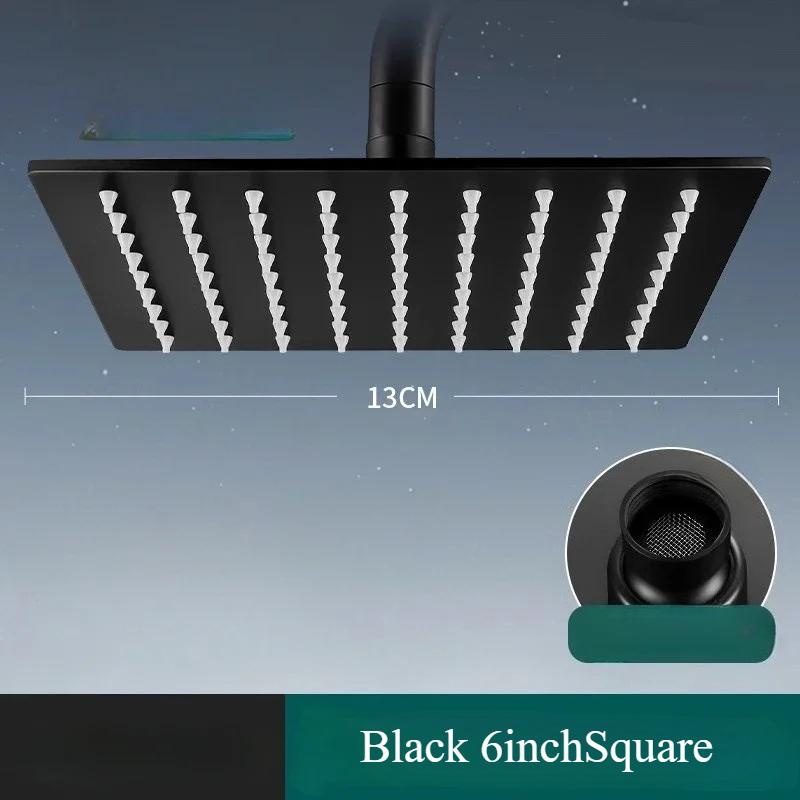 6/8 Дюймовая Черная Лейка для Тропического Душа из Нержавеющей Стали Лейка для Дождя Под Давлением Большая Панель Насадка для Душа Аксессуары для Душа