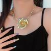 Big Exaggerated Flower Necklace Coarse Neck Chain Wedding Metal Rose Necklace  Birthday