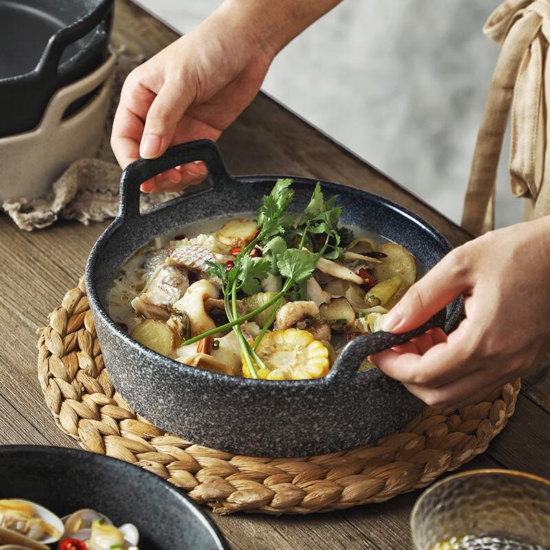 ZISIZ Японская керамическая суповая миска с двумя ручками