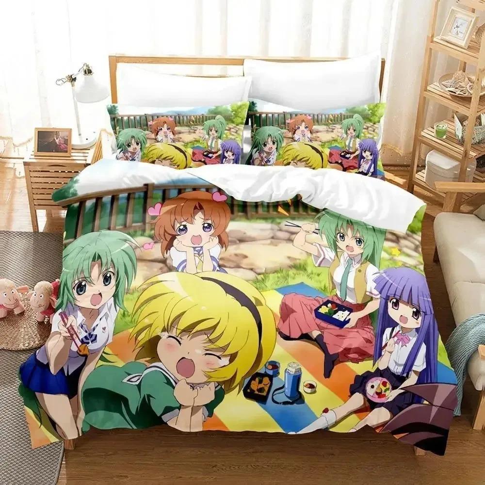 Набор постельного белья Higurashi When They Cry Пододеяльник Наволочка для Мальчиков Взрослых Девочки Украшение Спальни Односпальный/Двуспальный/Queen Size Подарок