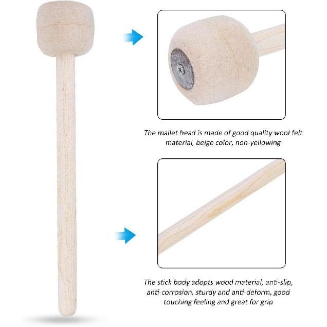 Drum Mallet, Wooden Felt Hammer for Bass Percussion, Durable Portable Drumstick for Student Professionals