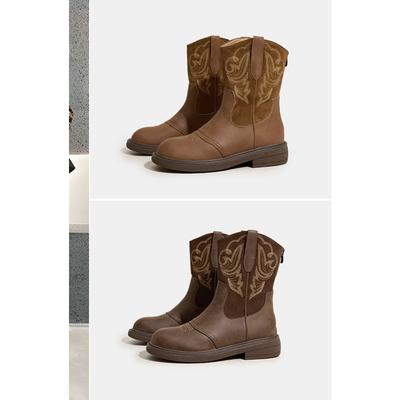 Новые вышитые ботинки для сезона ретро-коротких ботинок женской одиночной обуви