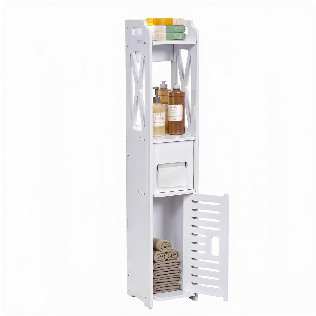 VECELO Узкая полка-держатель для туалетной бумаги 15,5 x 15,5 x 80 см Белая Прямо из Японии